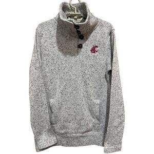 CHAMPION Elite WSU Quarter Snap Pullover Size S Gray Marled College Washington U